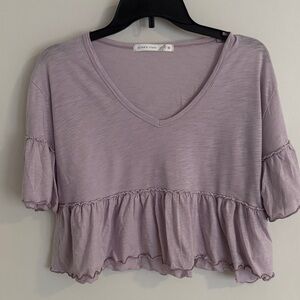 Altar'd State Lilac V-Neck Ruffle Crop Top